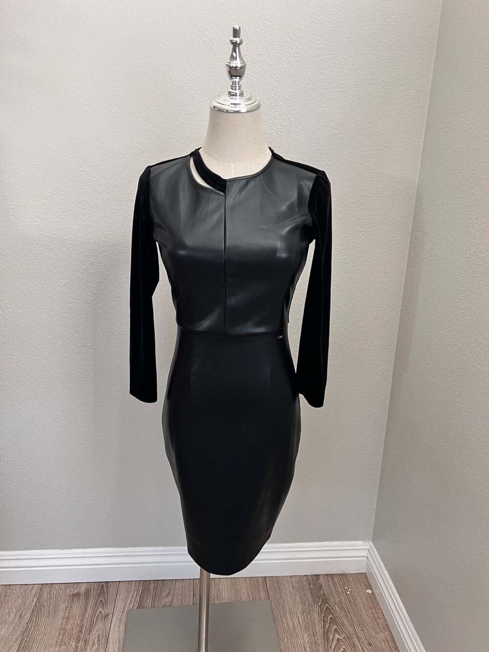 Armani Exchange Leather And Velvet Dress Black Size S
